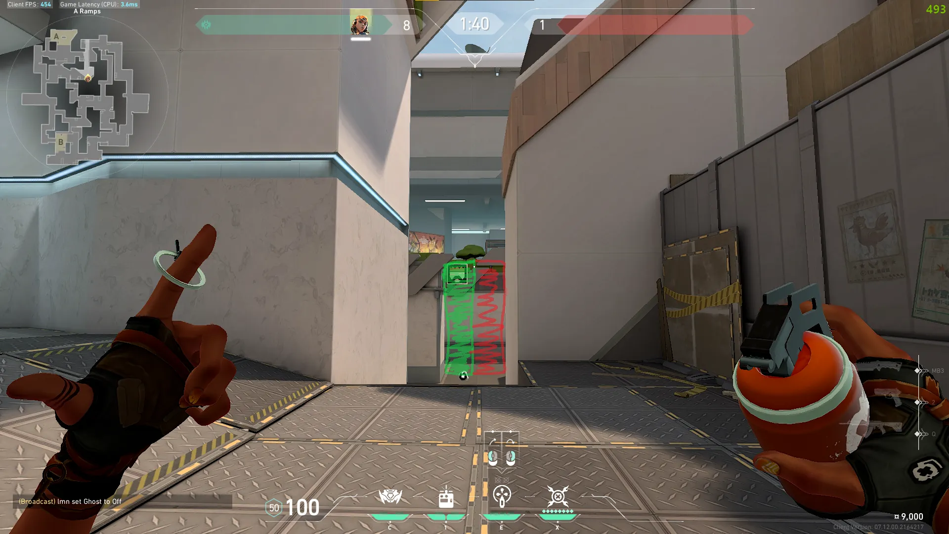 Raze Paint Shells on Split Defense Site A — step 3 of 5: Aim — line up the shot