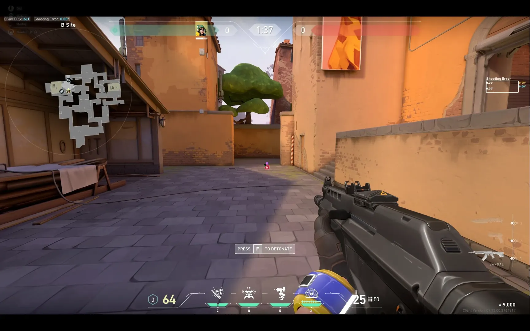 Killjoy Nanoswarm on Ascent Attack Site B — step 3 of 4: Aim — line up the shot