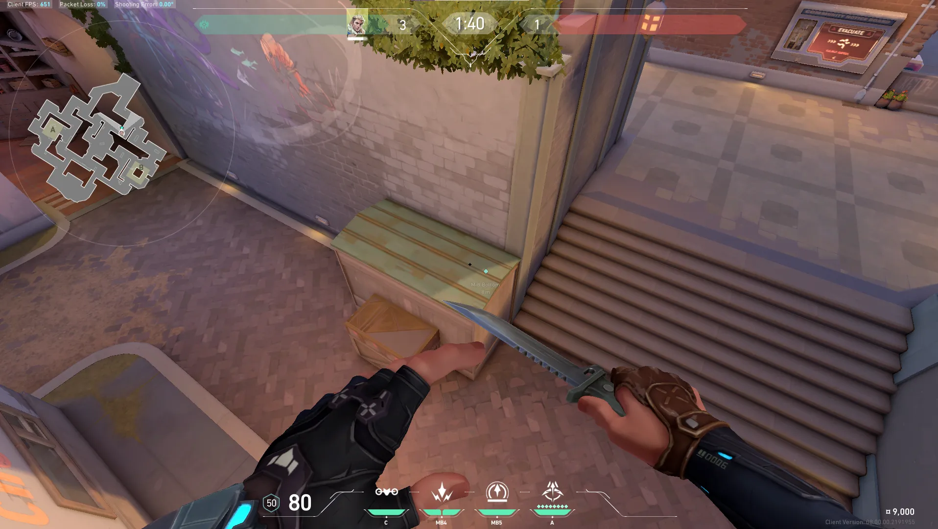 Sova Recon Bolt on Sunset Attack Mid — step 1 of 5: Position — where to stand