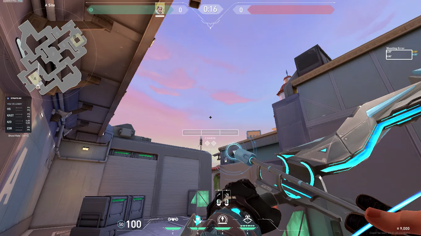Sova Recon Bolt on Sunset Defense Mid — step 3 of 4: Aim — line up the shot
