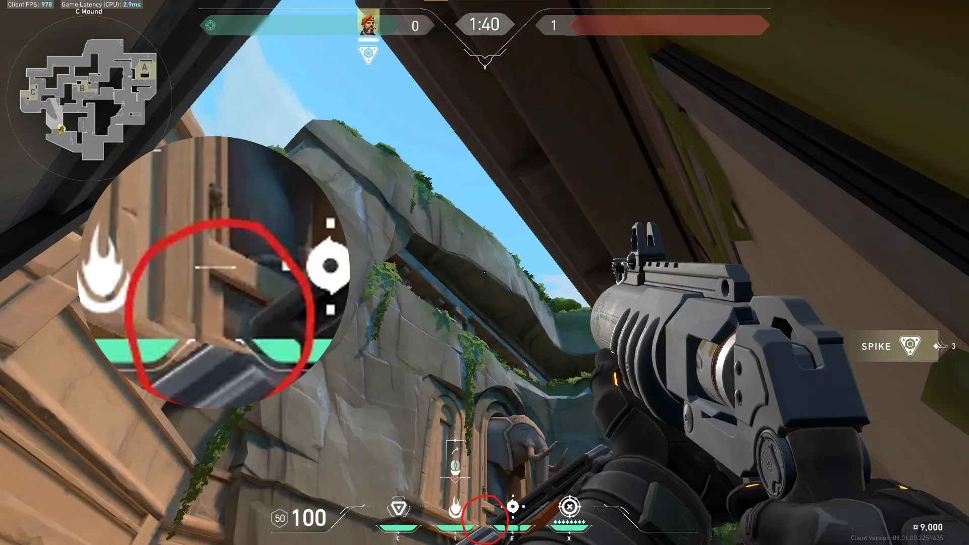 Brimstone Incendiary on Lotus Attack Site C — step 2 of 3: Aim — line up the shot