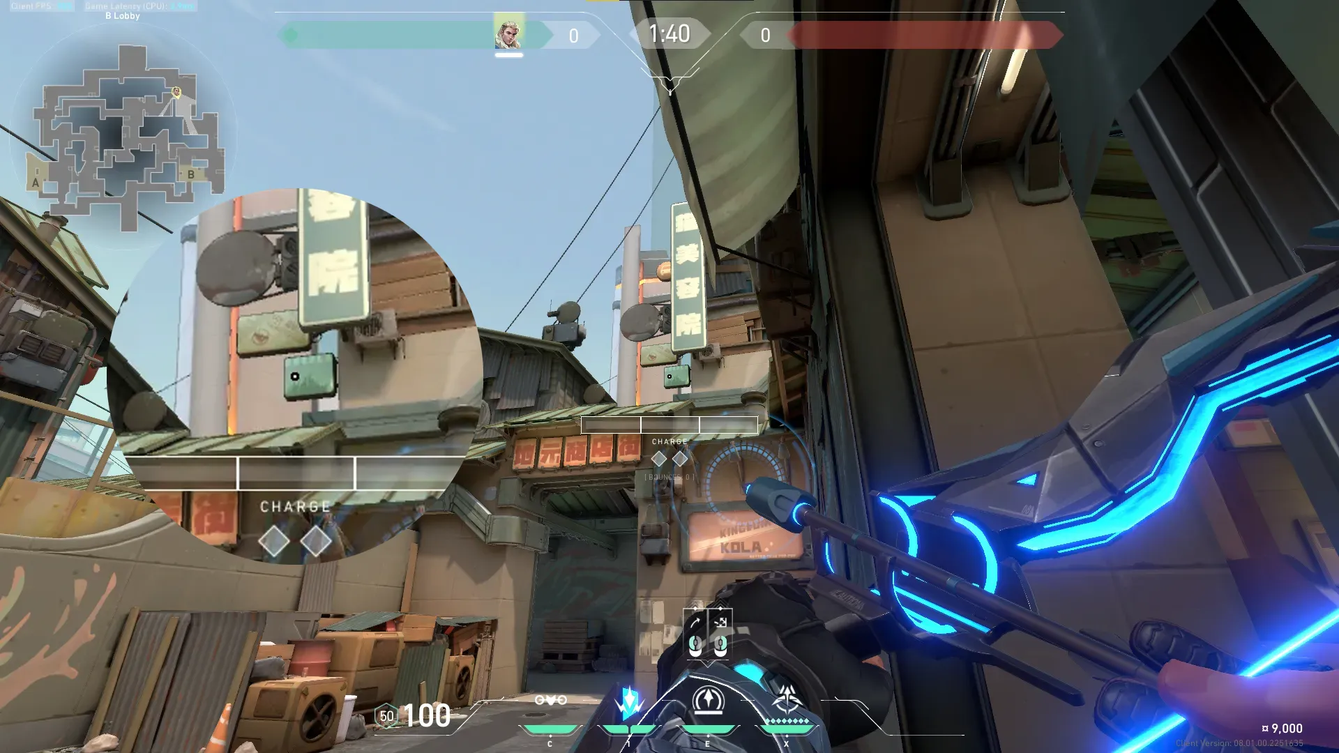 Sova Recon Bolt on Split Attack Site B — step 2 of 4: Aim — line up the shot