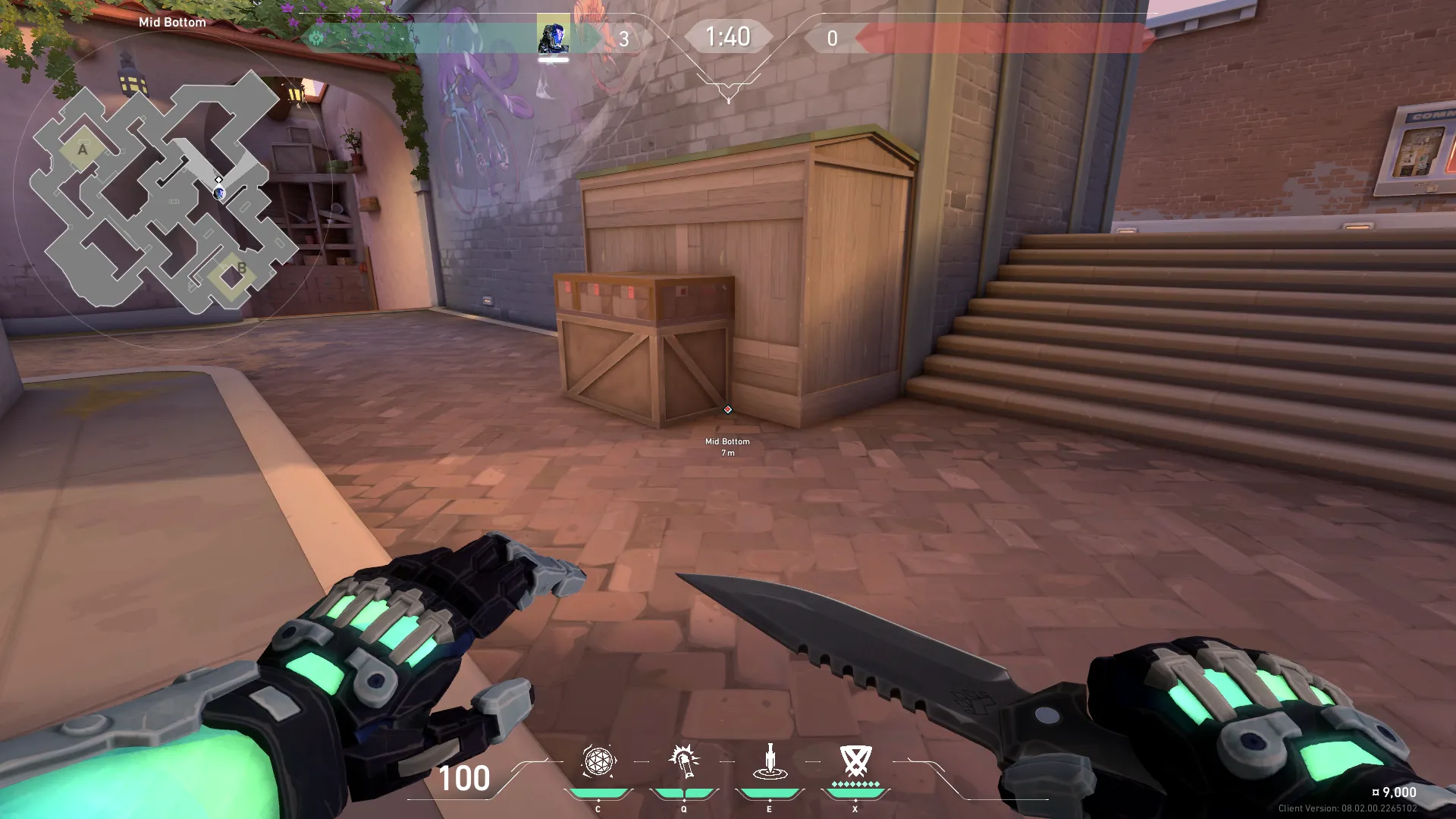 KAY/O Frag_Ment on Sunset Attack Mid — step 1 of 3: Position — where to stand