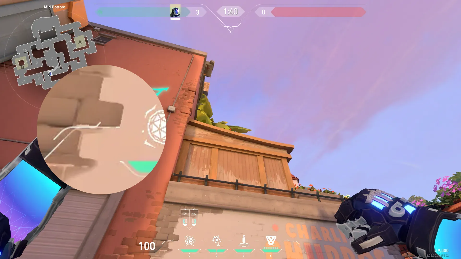 KAY/O Frag_Ment on Sunset Attack Mid — step 2 of 3: Aim — line up the shot