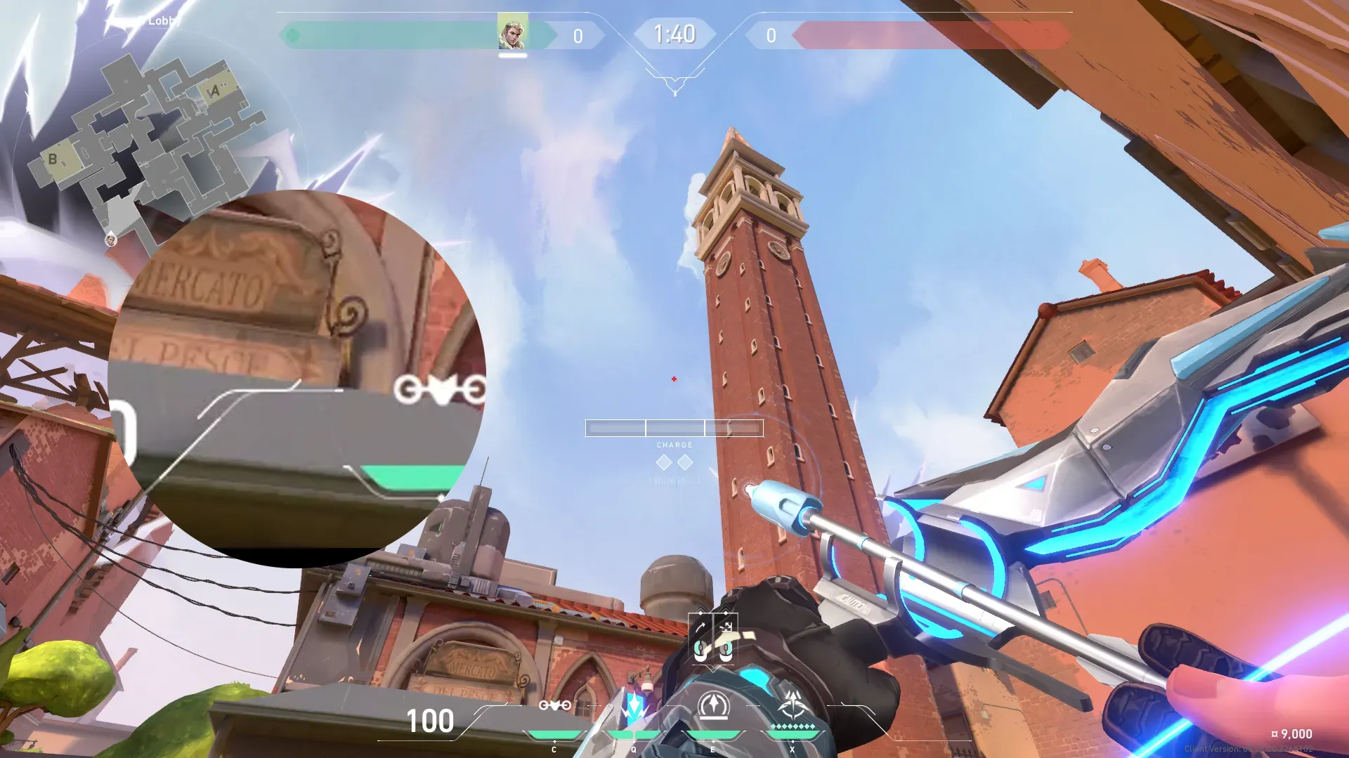 Sova Recon Bolt on Ascent Attack Site B — step 2 of 3: Aim — line up the shot