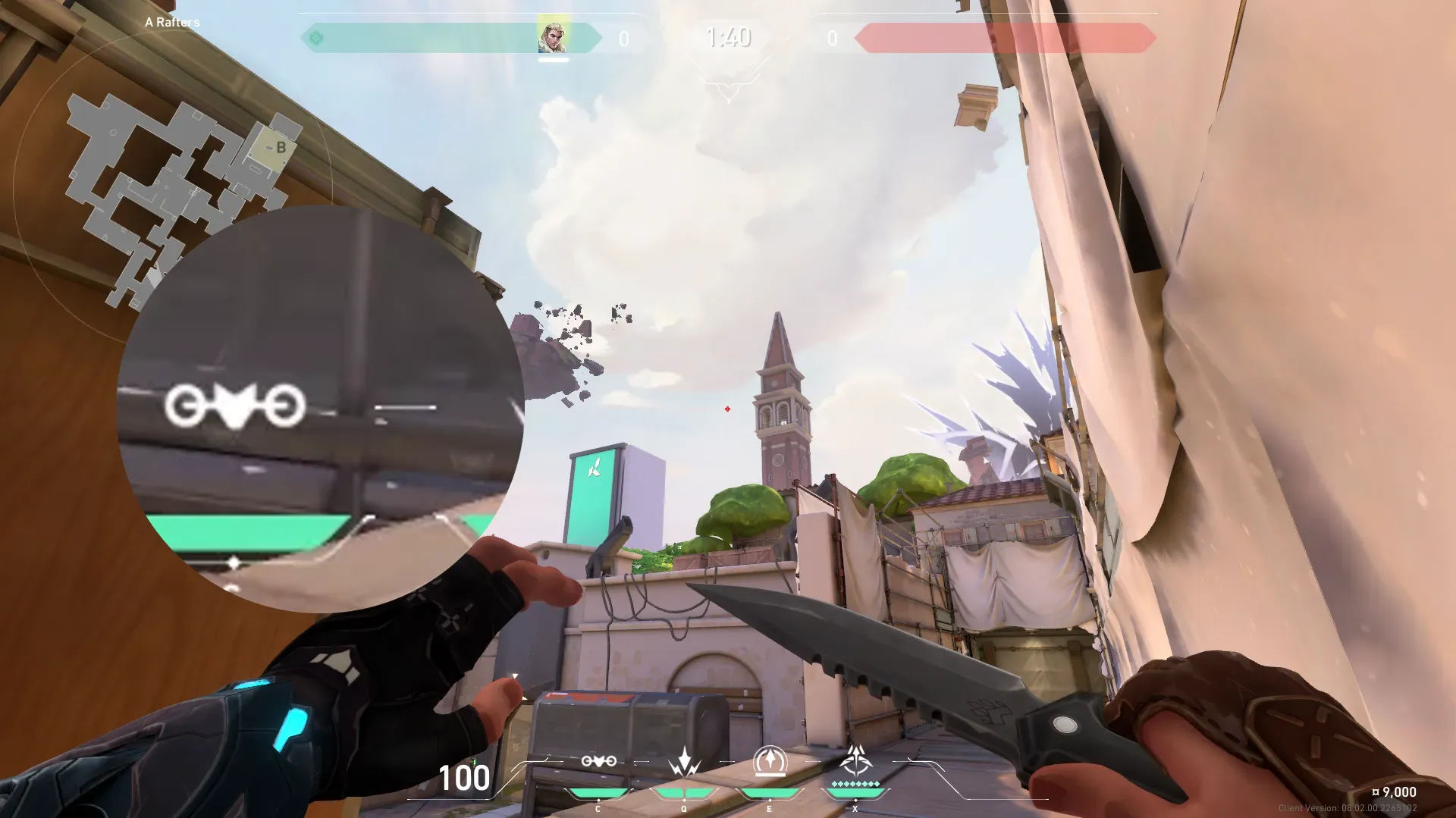 Sova Recon Bolt on Ascent Defense Site B — step 2 of 3: Aim — line up the shot