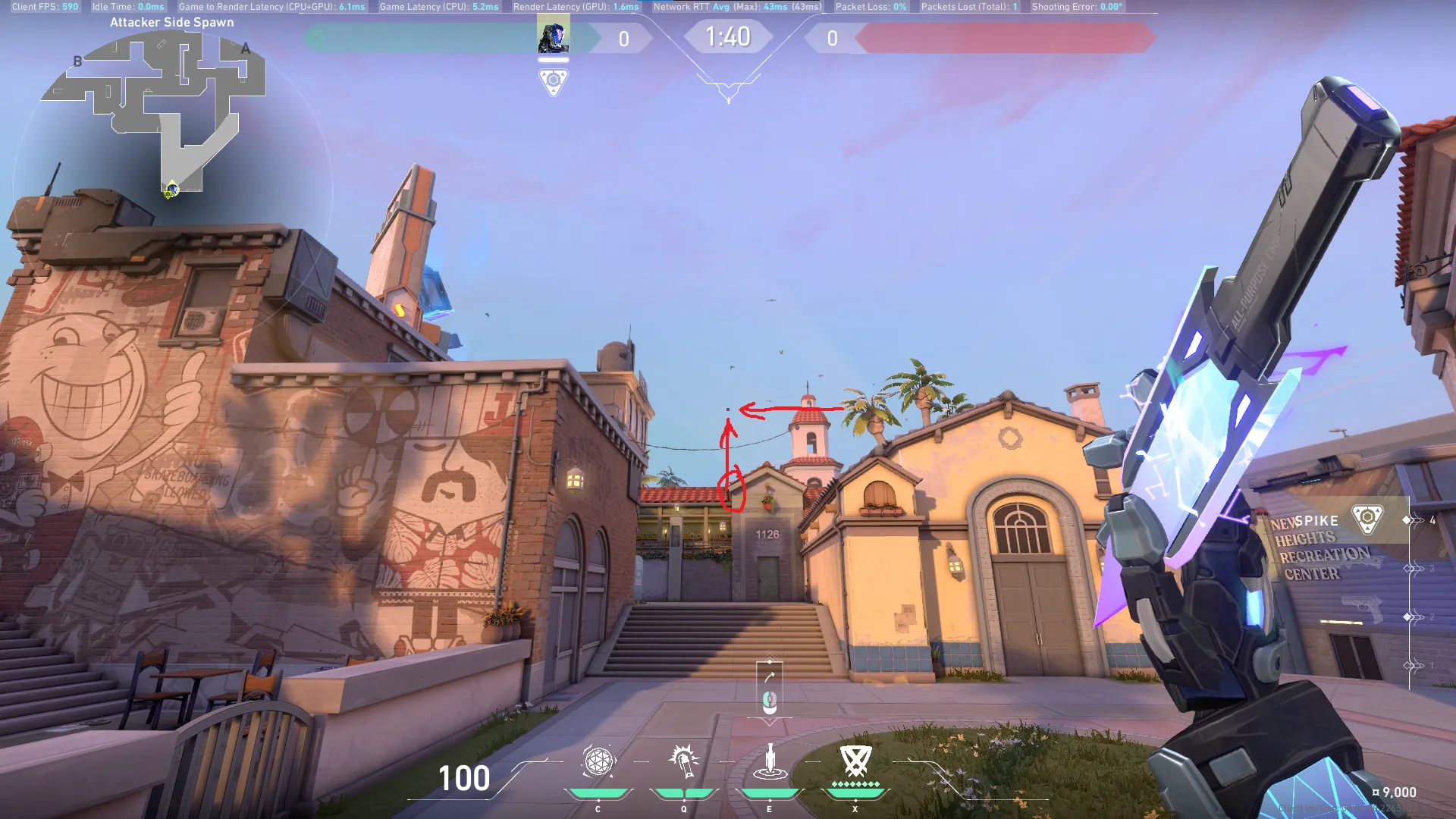 KAY/O Zero_Point on Sunset Attack Mid — step 2 of 3: Aim — line up the shot