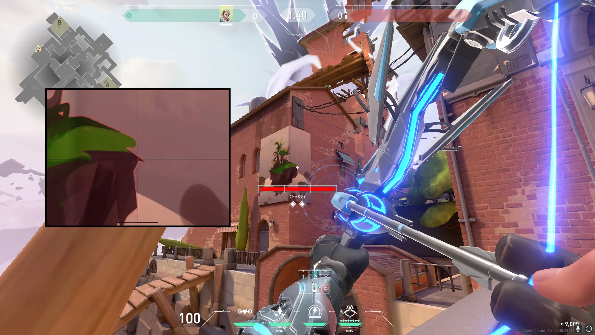 Sova Recon Bolt on Ascent Attack Site B — step 2 of 3: Aim — line up the shot