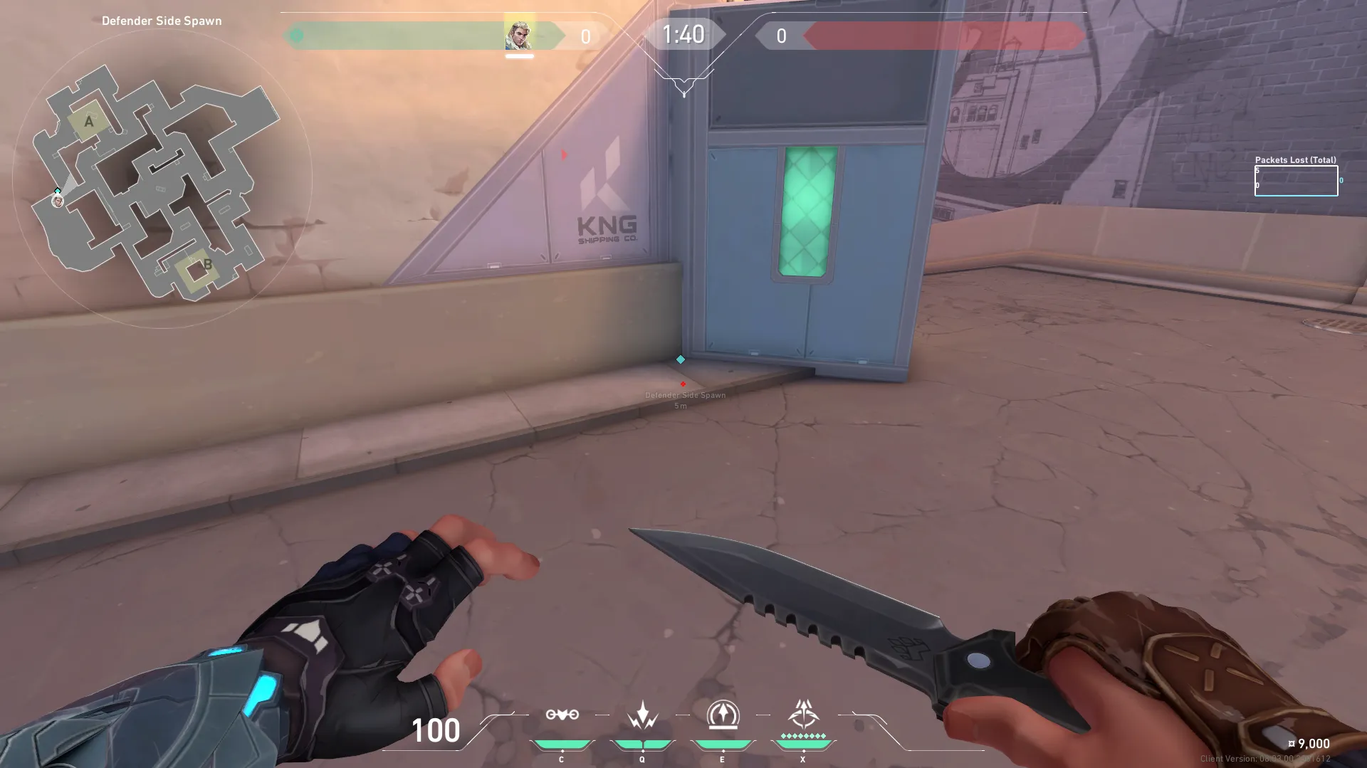 Sova Recon Bolt on Sunset Defense Site B — step 1 of 3: Position — where to stand