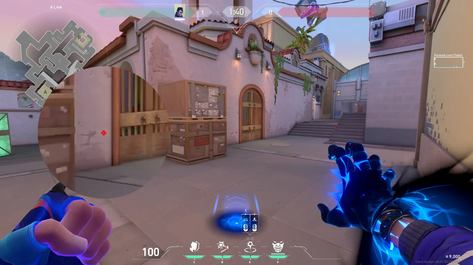 Yoru Gatecrash on Sunset Defense Mid — step 2 of 3: Aim — line up the shot