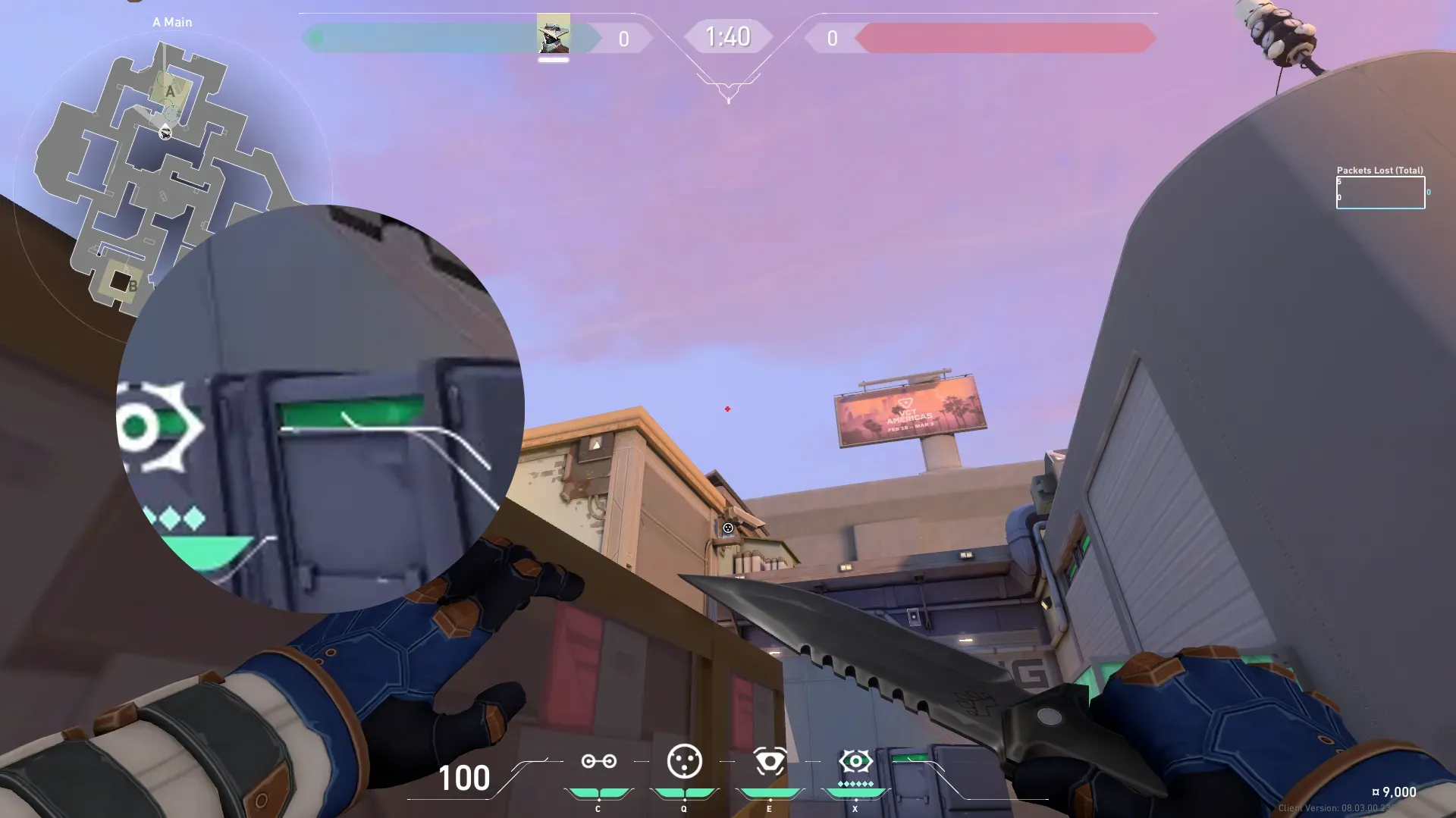 Cypher Cyber Cage on Sunset Attack Site A — step 2 of 4: Aim — line up the shot