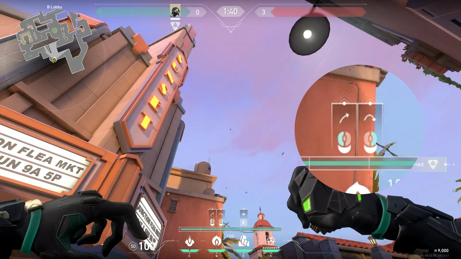 Viper Poison Cloud on Sunset Attack Mid — step 2 of 4: Aim — line up the shot