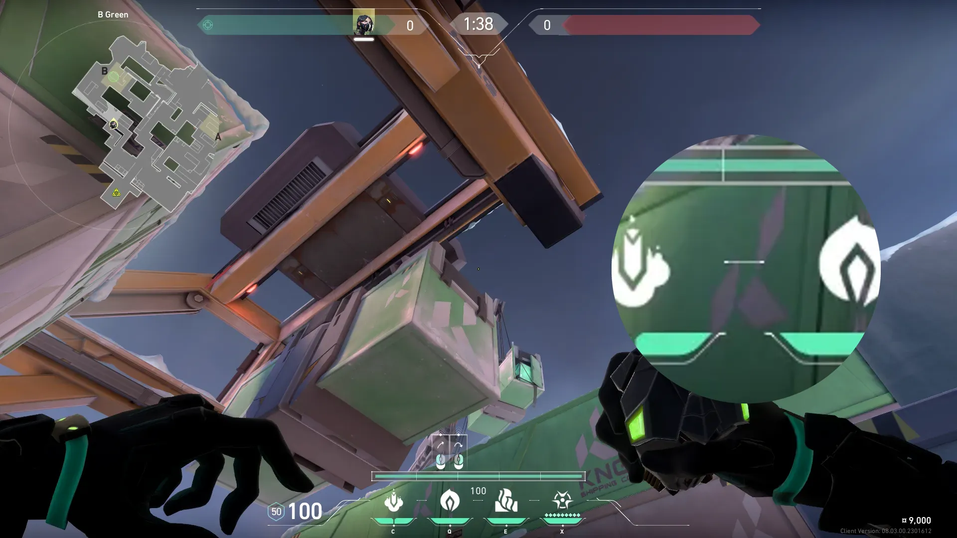 Viper Poison Cloud on Icebox Attack Site B — step 2 of 3: Aim — line up the shot