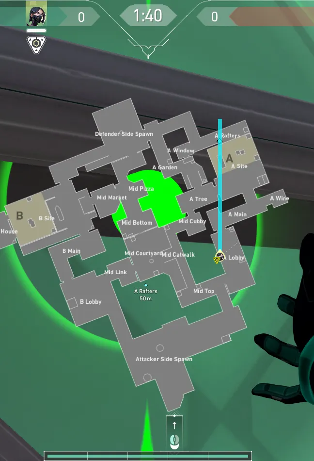 Viper Toxic Screen on Ascent Attack Site A — step 2 of 3: Aim — line up the shot