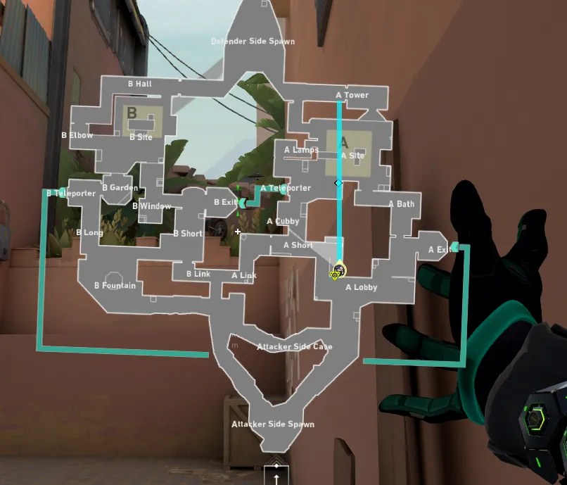 Viper Toxic Screen on Bind Attack Site A — step 2 of 3: Aim — line up the shot