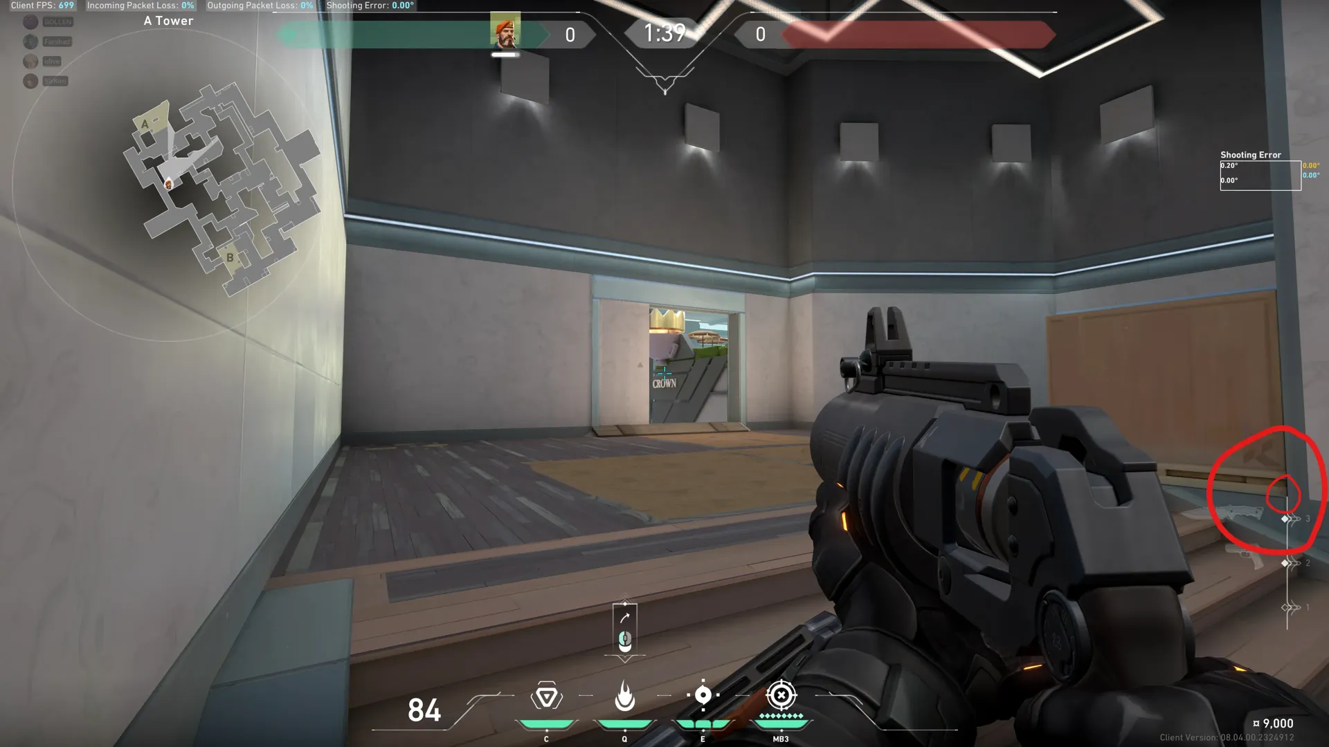Brimstone Incendiary on Split Defense Site A — step 3 of 4: Aim — line up the shot