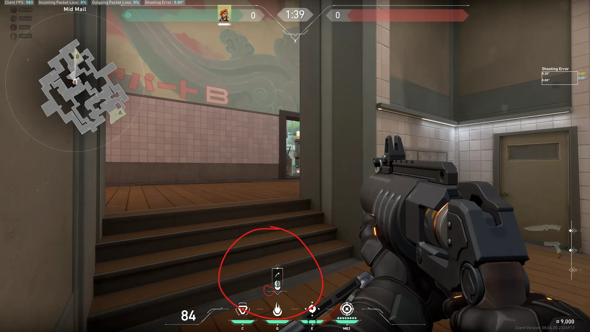 Brimstone Incendiary on Split Defense Site B — step 3 of 4: Aim — line up the shot