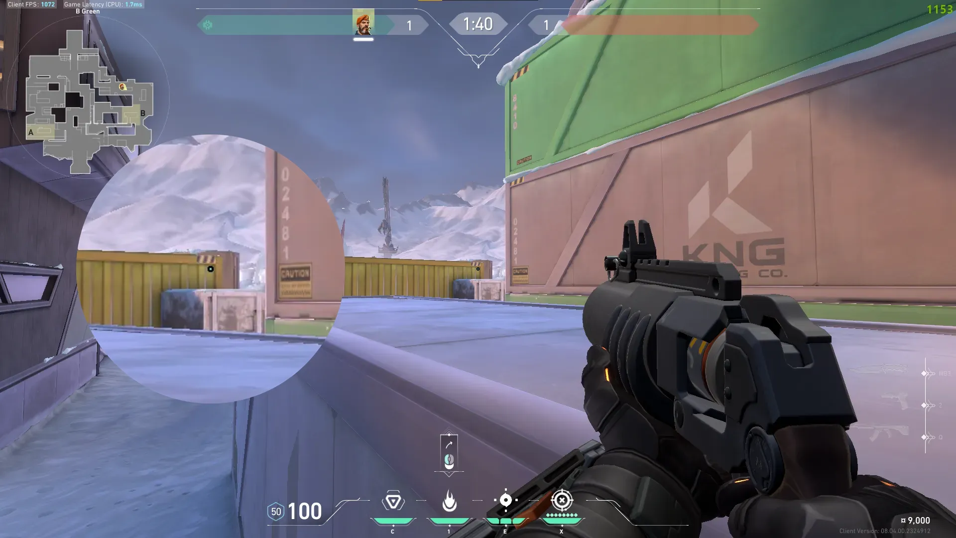 Brimstone Incendiary on Icebox Attack Site B — step 4 of 5: Aim — line up the shot