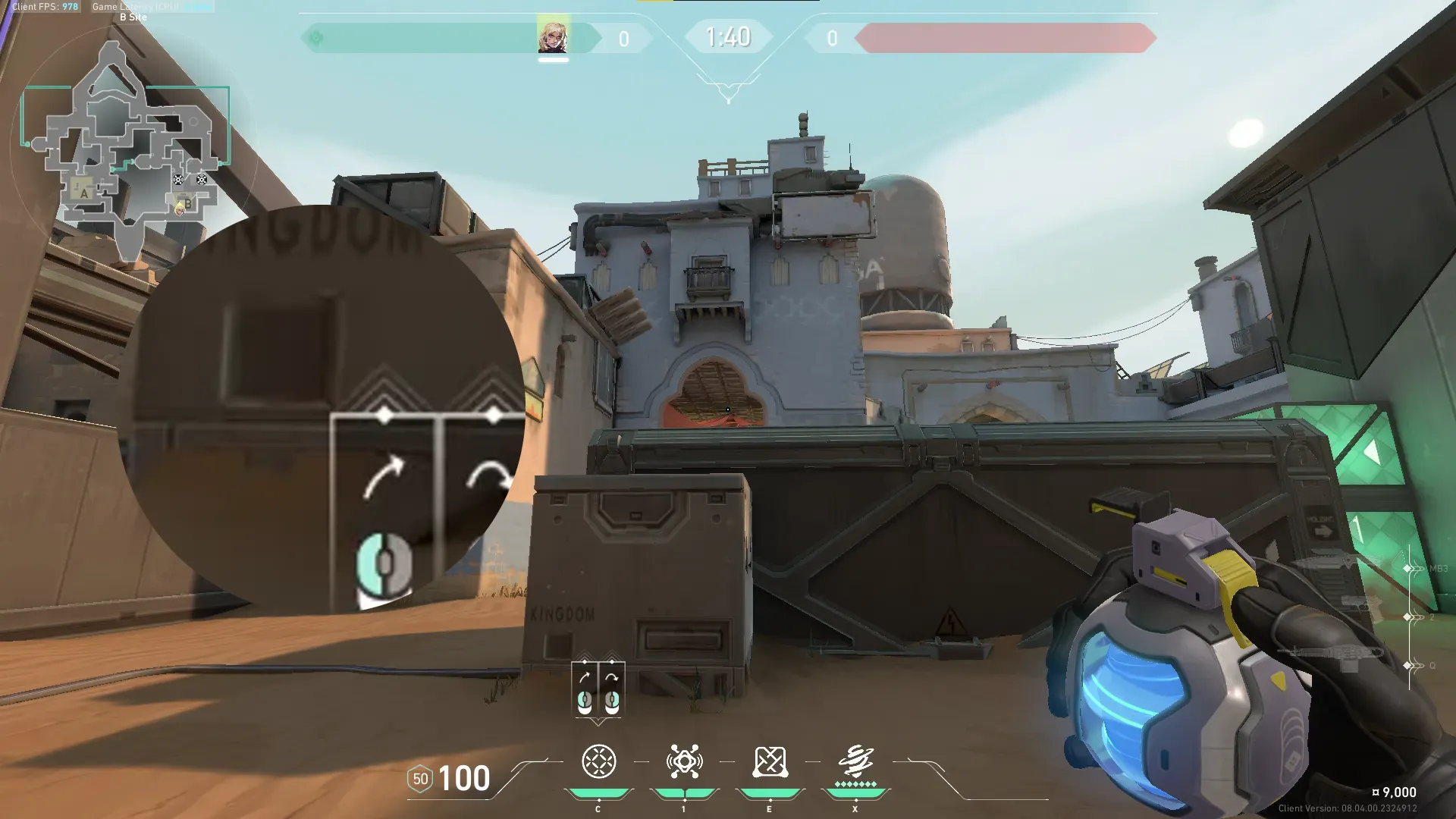 Deadlock GravNet on Bind Defense Site B — step 4 of 5: Aim — line up the shot