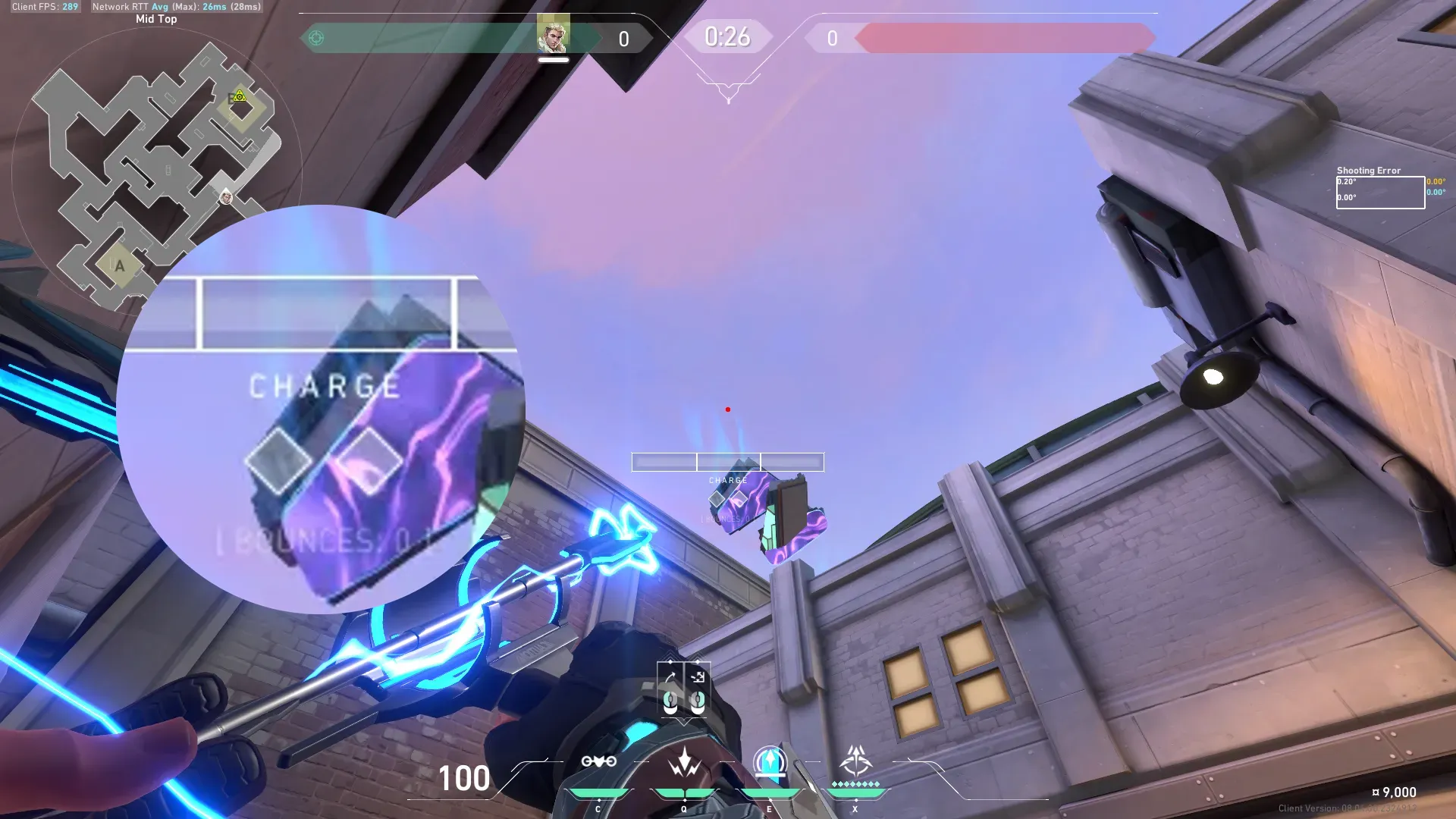 Sova Recon Bolt on Sunset Defense Site B — step 2 of 3: Aim — line up the shot