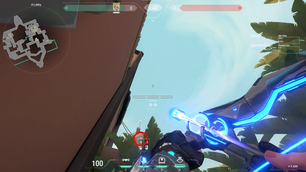 Sova Shock Bolt on Bind Attack Site A — step 2 of 4: Aim — line up the shot