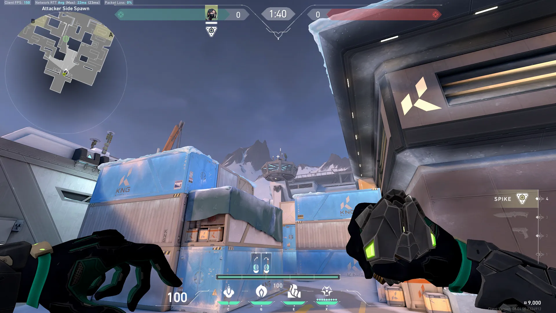 Viper Poison Cloud on Icebox Attack Mid — step 2 of 3: Aim — line up the shot