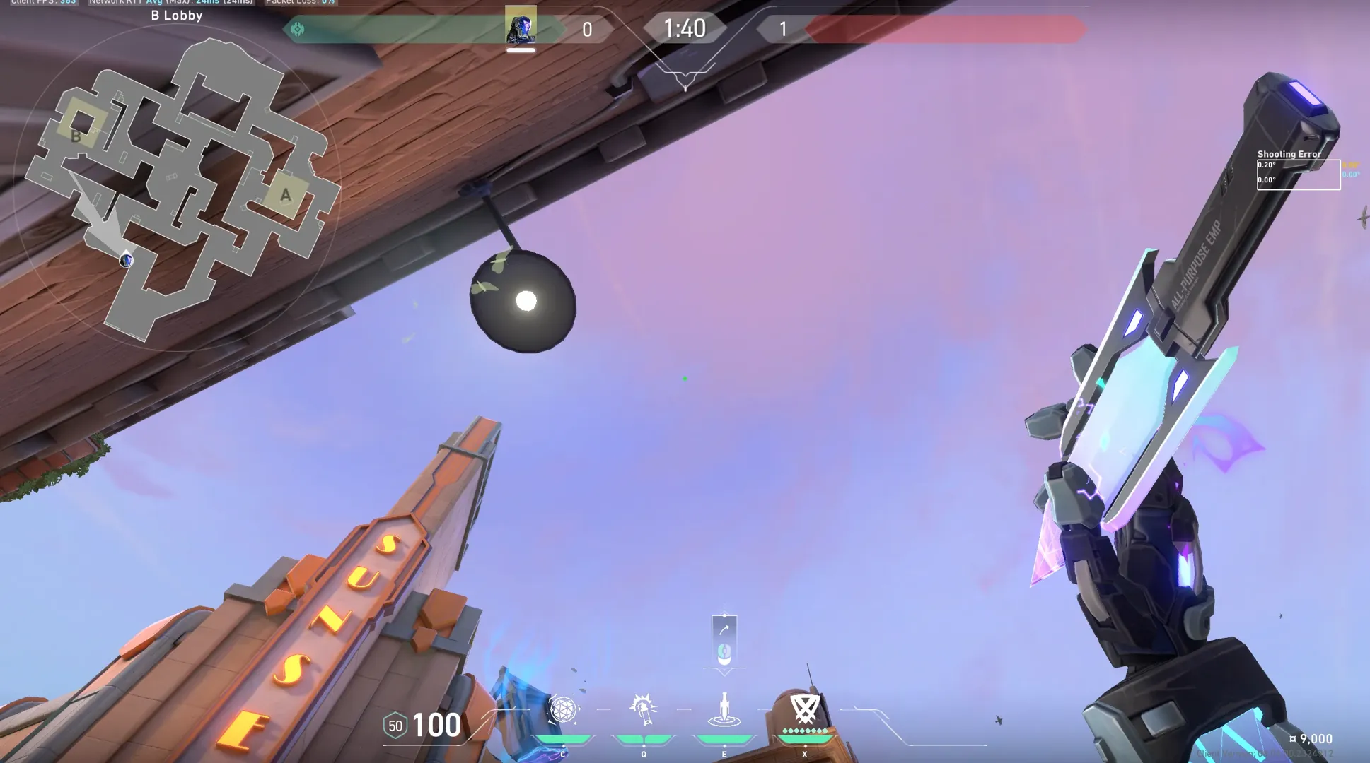 KAY/O Zero_Point on Sunset Attack Site B — step 2 of 5: Aim — line up the shot