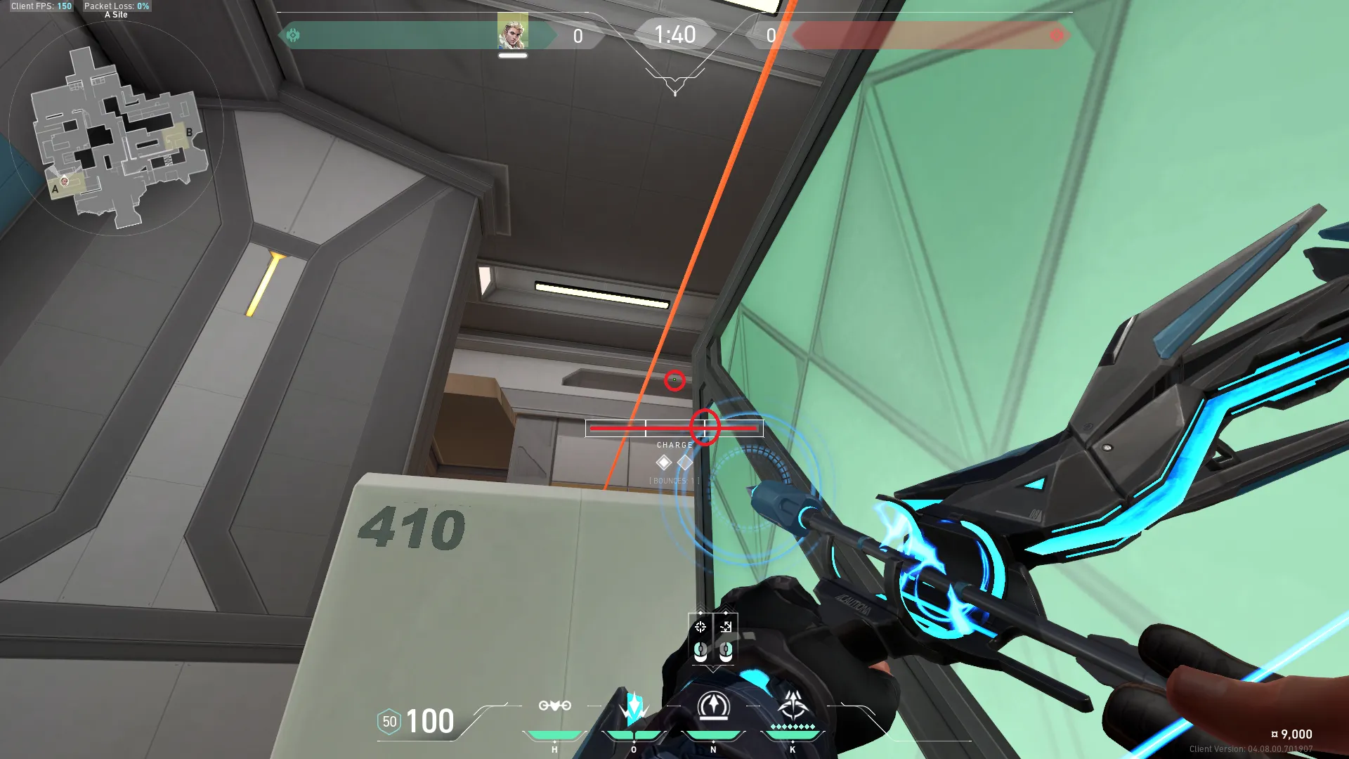 Sova Recon Bolt on Icebox Defense Site A — step 2 of 3: Aim — line up the shot