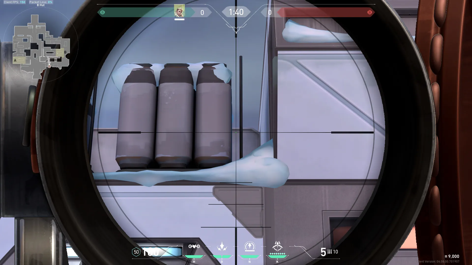 Sova Recon Bolt on Icebox Defense Site B — step 2 of 4: Aim — line up the shot