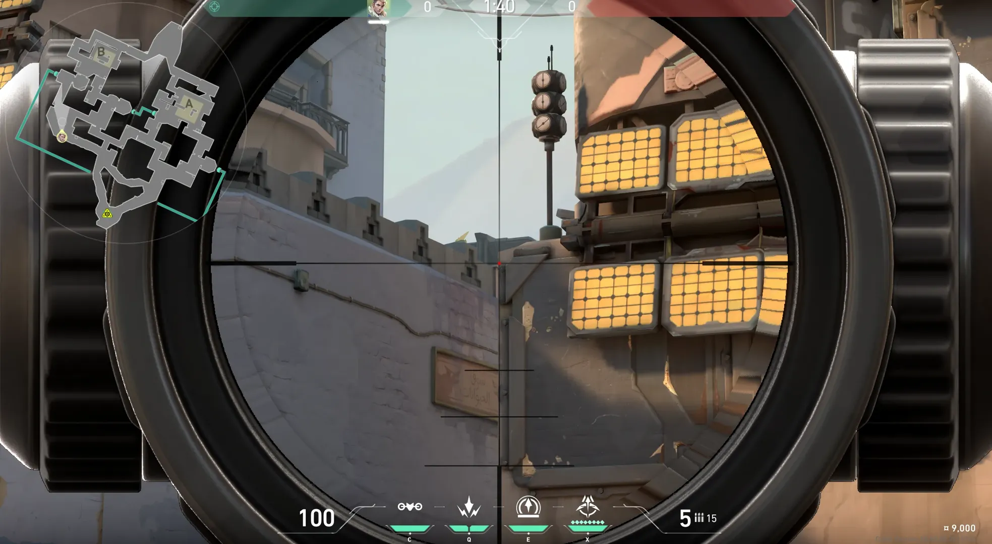 Sova Recon Bolt on Bind Attack Site B — step 1 of 3: Position — where to stand