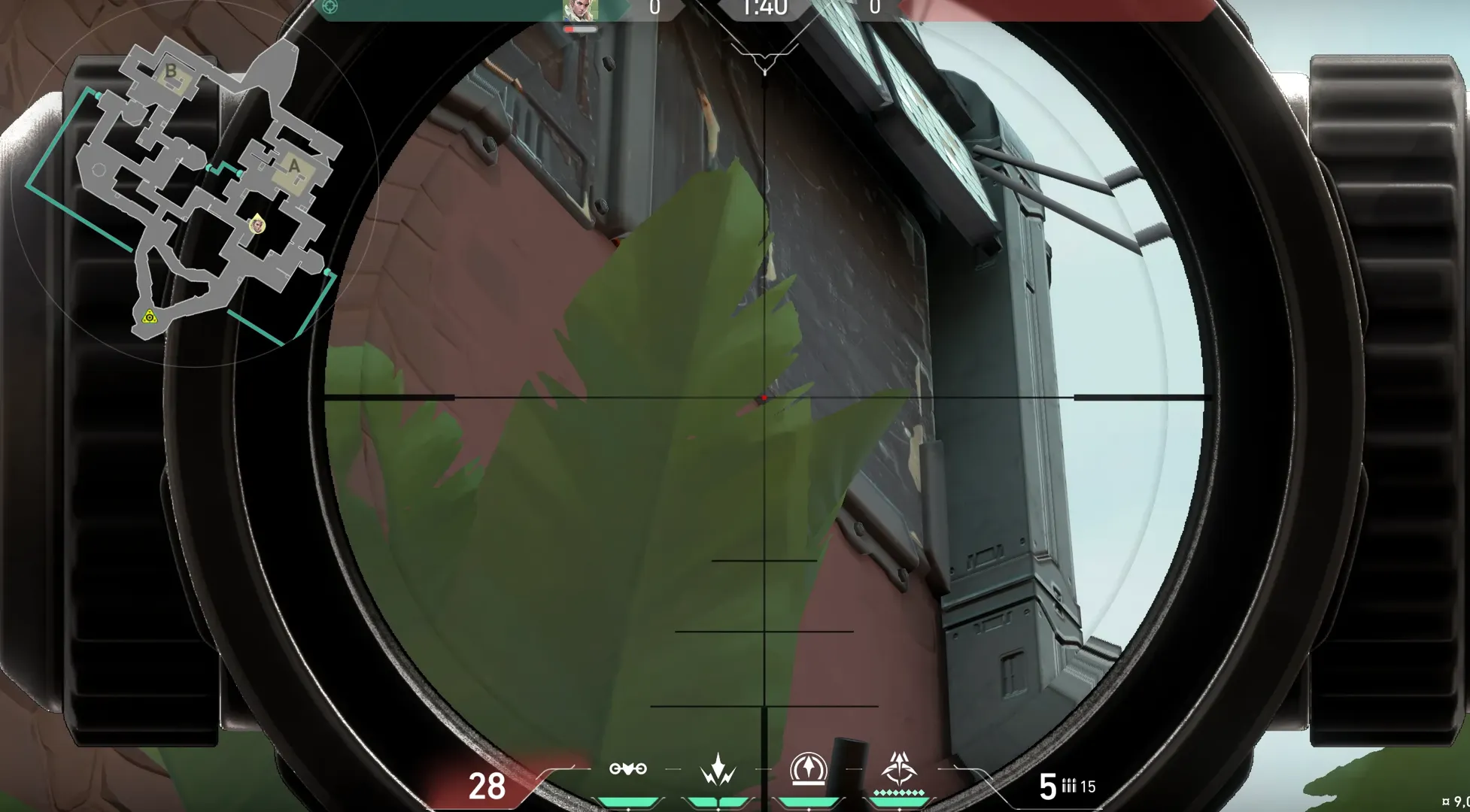 Sova Recon Bolt on Bind Attack Site A — step 2 of 4: Aim — line up the shot