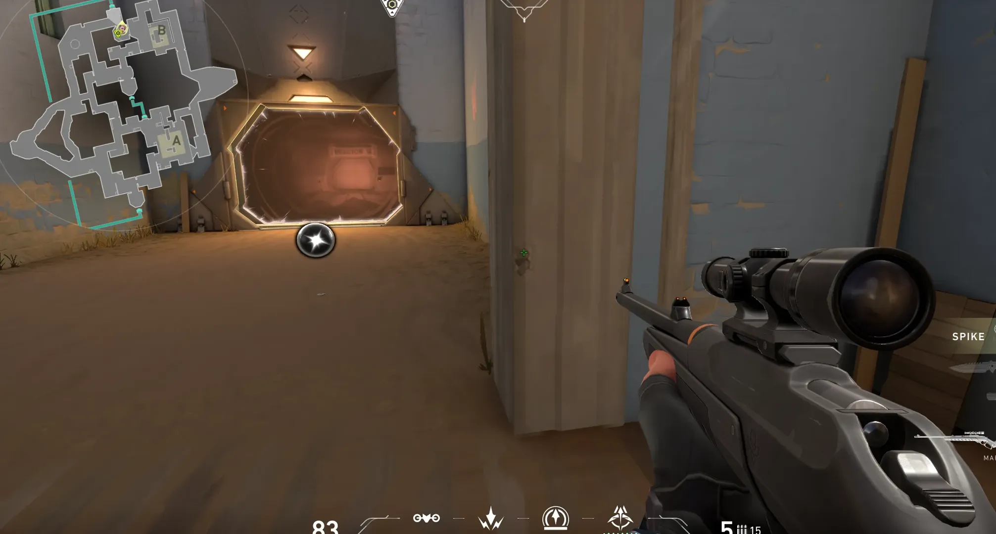 Sova Recon Bolt on Bind Defense Site B — step 1 of 3: Position — where to stand