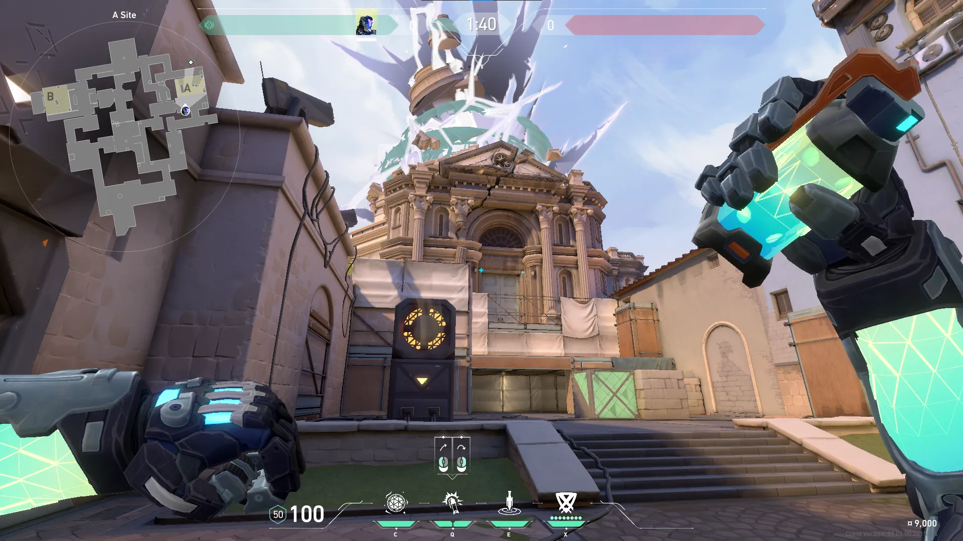 KAY/O Flash_Drive on Ascent Defense Site A — step 2 of 3: Aim — line up the shot
