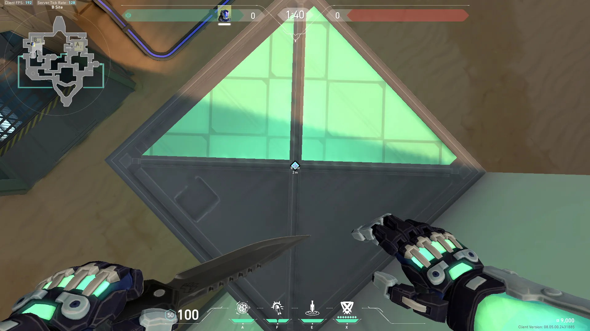 KAY/O Flash_Drive on Bind Defense Site B — step 2 of 4: Aim — line up the shot