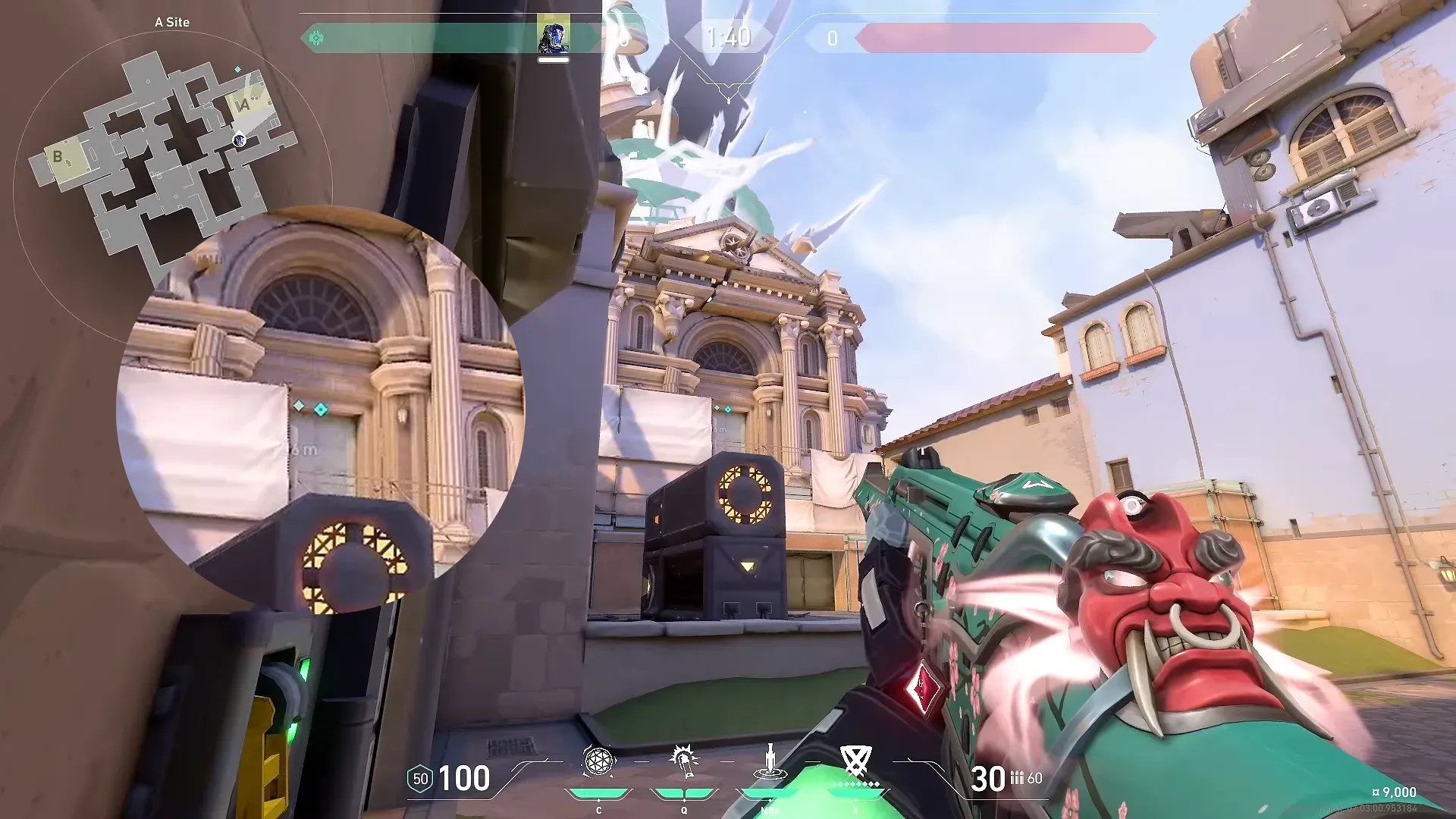 KAY/O Flash_Drive on Ascent Defense Site A — step 2 of 4: Aim — line up the shot