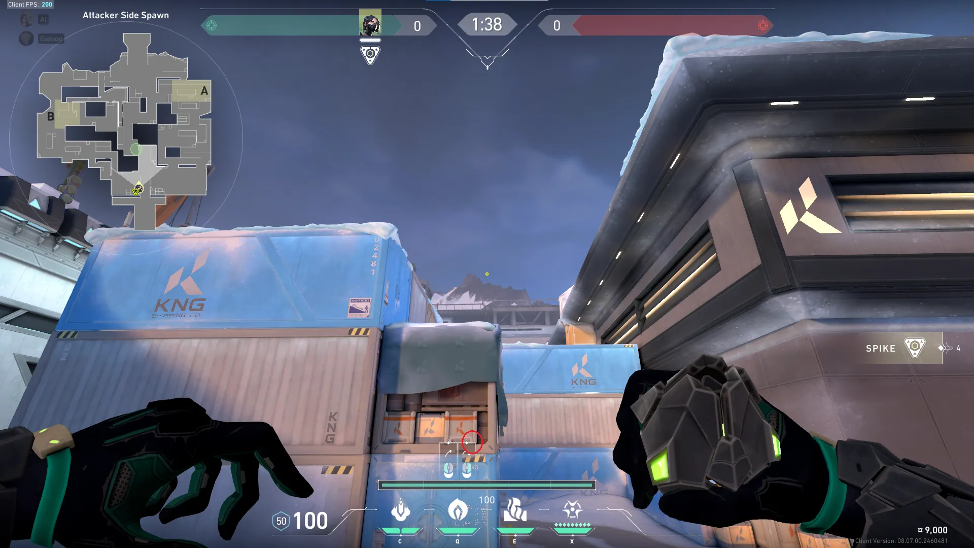 Viper Poison Cloud on Icebox Attack Mid — step 2 of 3: Aim — line up the shot