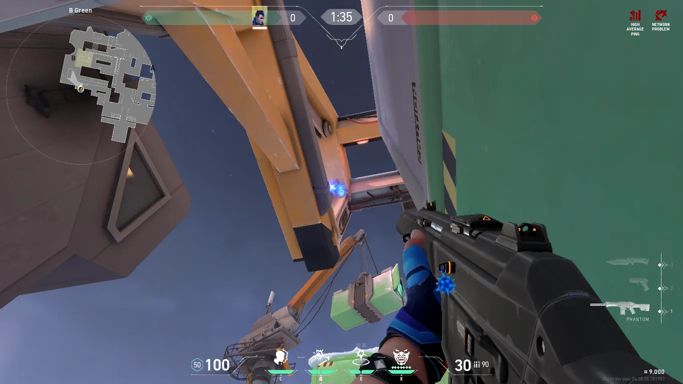 Yoru Blindside on Icebox Attack Site B — step 3 of 4: Aim — line up the shot