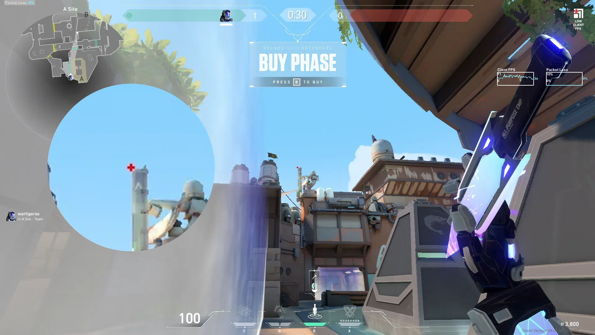 KAY/O Zero_Point on Breeze Defense Site B — step 2 of 3: Aim — line up the shot
