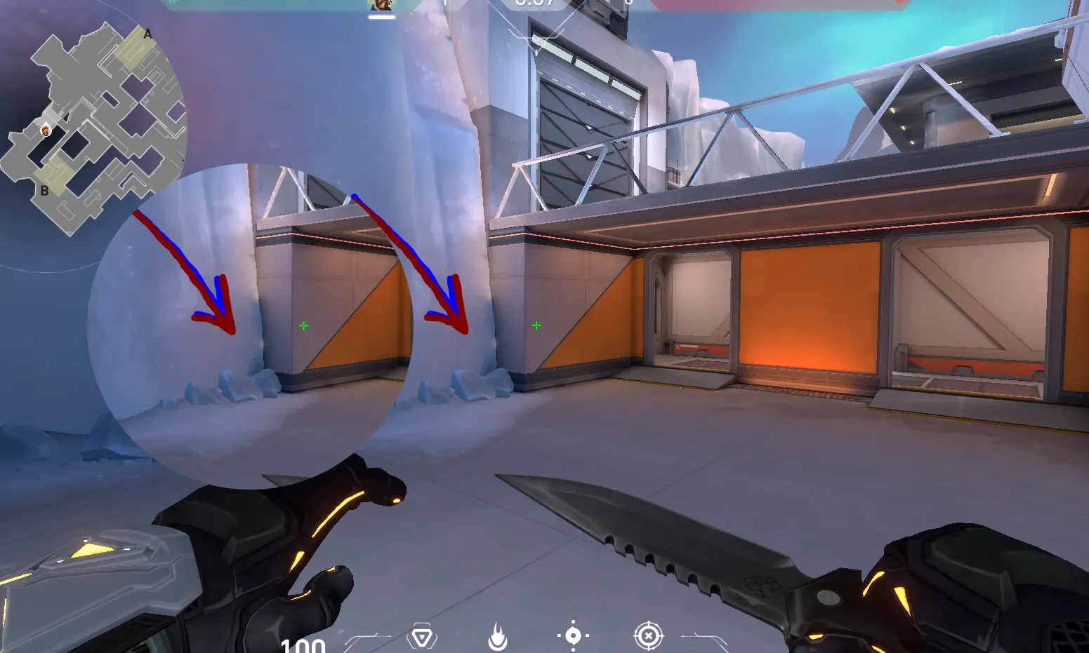 Brimstone Incendiary on Icebox Attack Site B — step 1 of 3: Position — where to stand