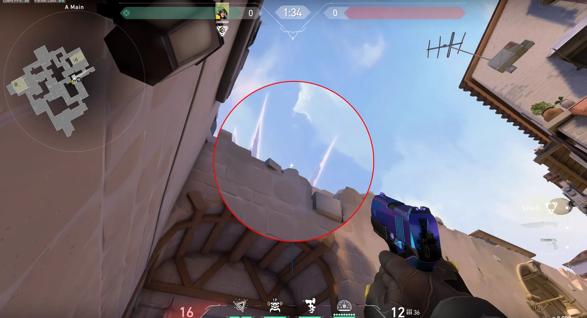 Killjoy Nanoswarm on Ascent Attack Site A — step 7 of 8: Aim — line up the shot