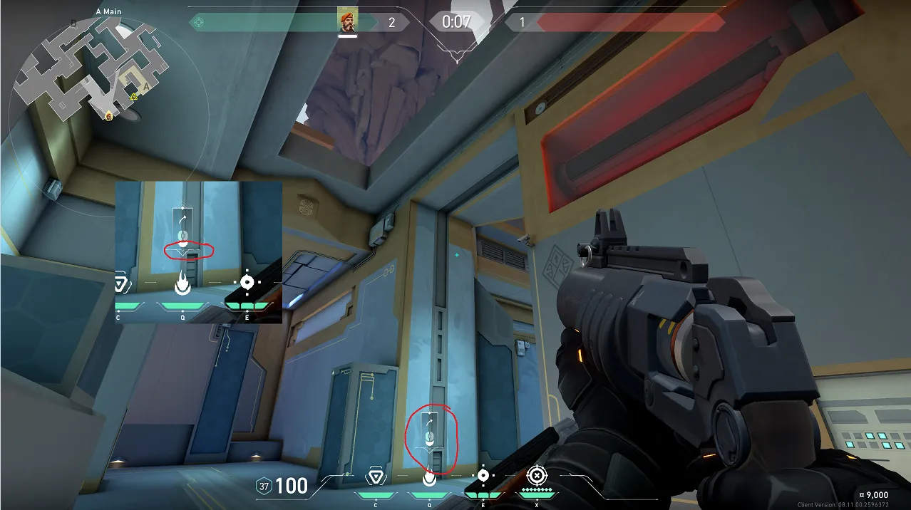 Brimstone Incendiary on Abyss Attack Site A — step 3 of 4: Aim — line up the shot