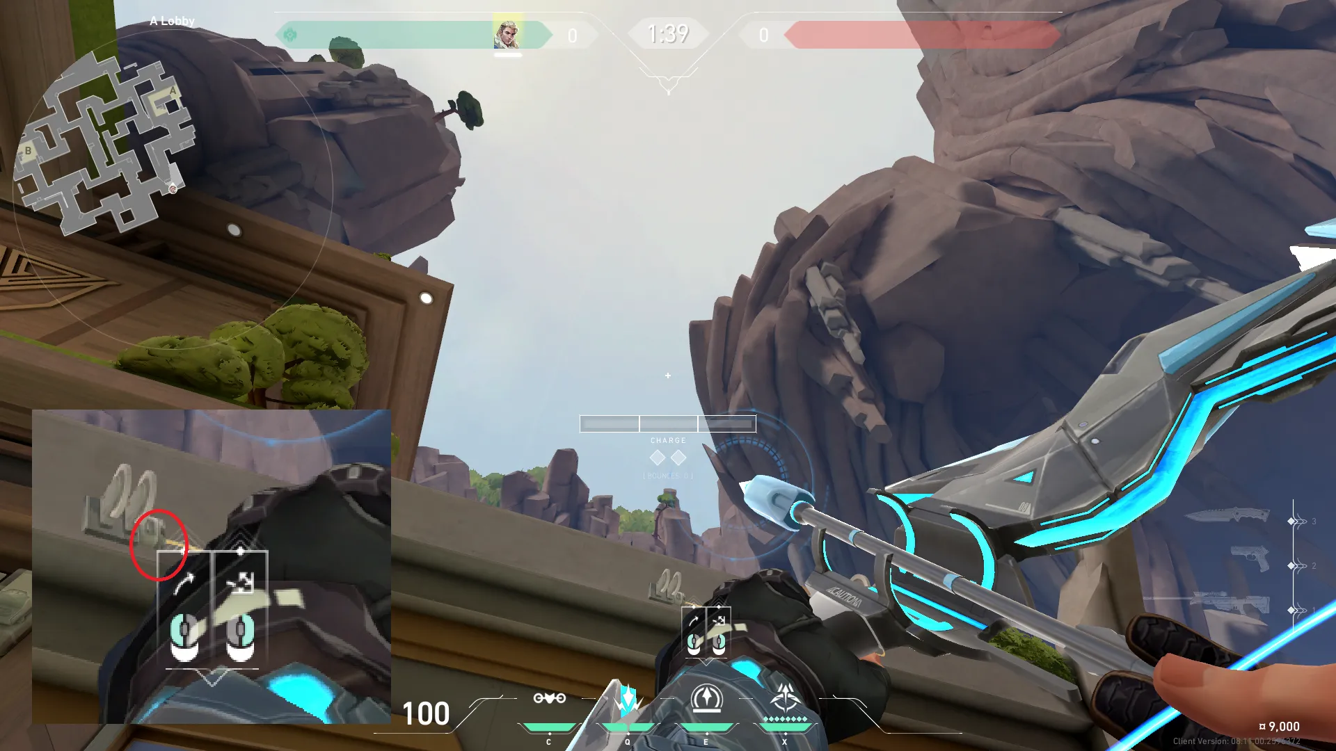 Sova Recon Bolt on Abyss Attack Site A — step 3 of 4: Aim — line up the shot