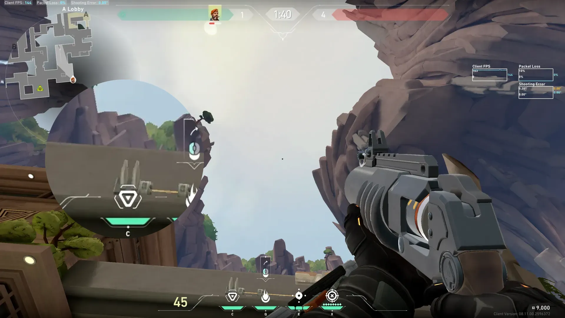 Brimstone Incendiary on Abyss Attack Site A — step 2 of 3: Aim — line up the shot