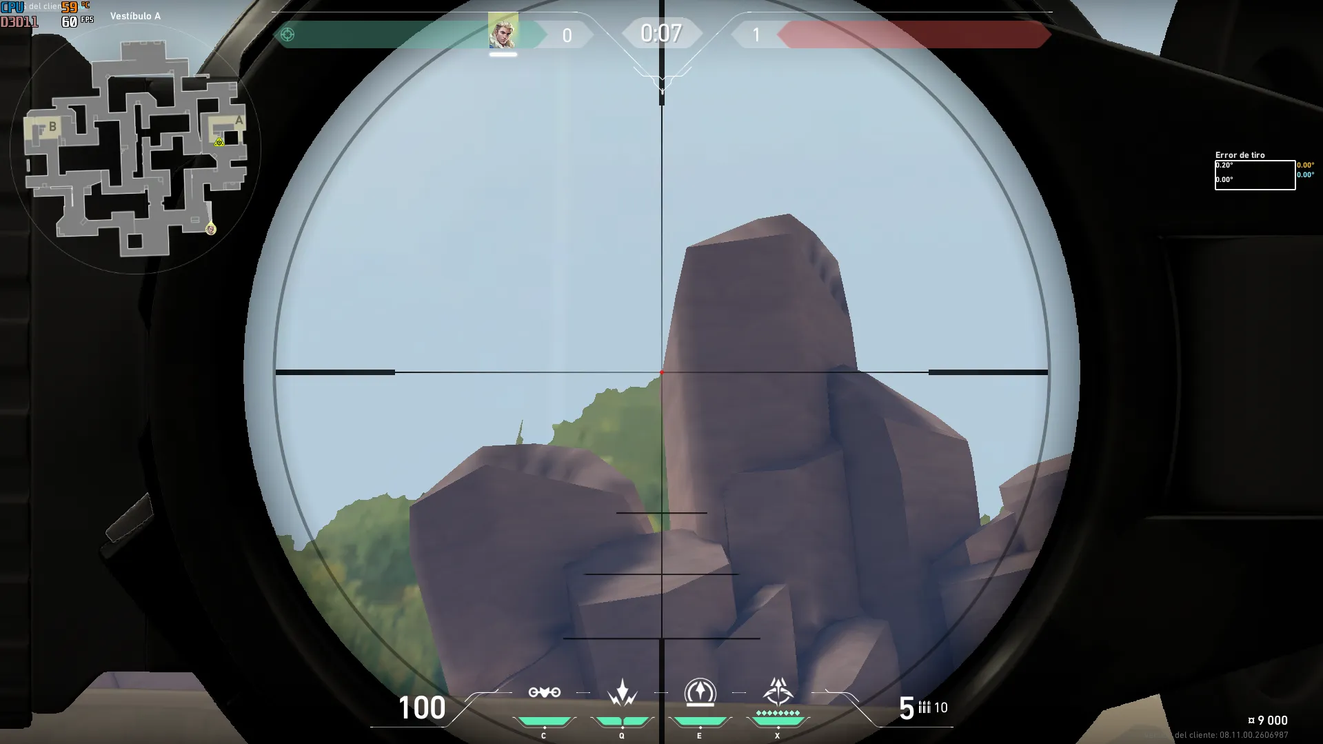 Sova Recon Bolt on Abyss Attack Site A — step 2 of 4: Aim — line up the shot