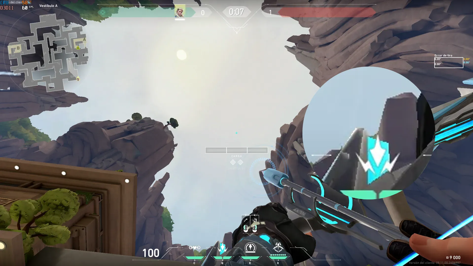 Sova Recon Bolt on Abyss Attack Site A — step 3 of 4: Aim — line up the shot