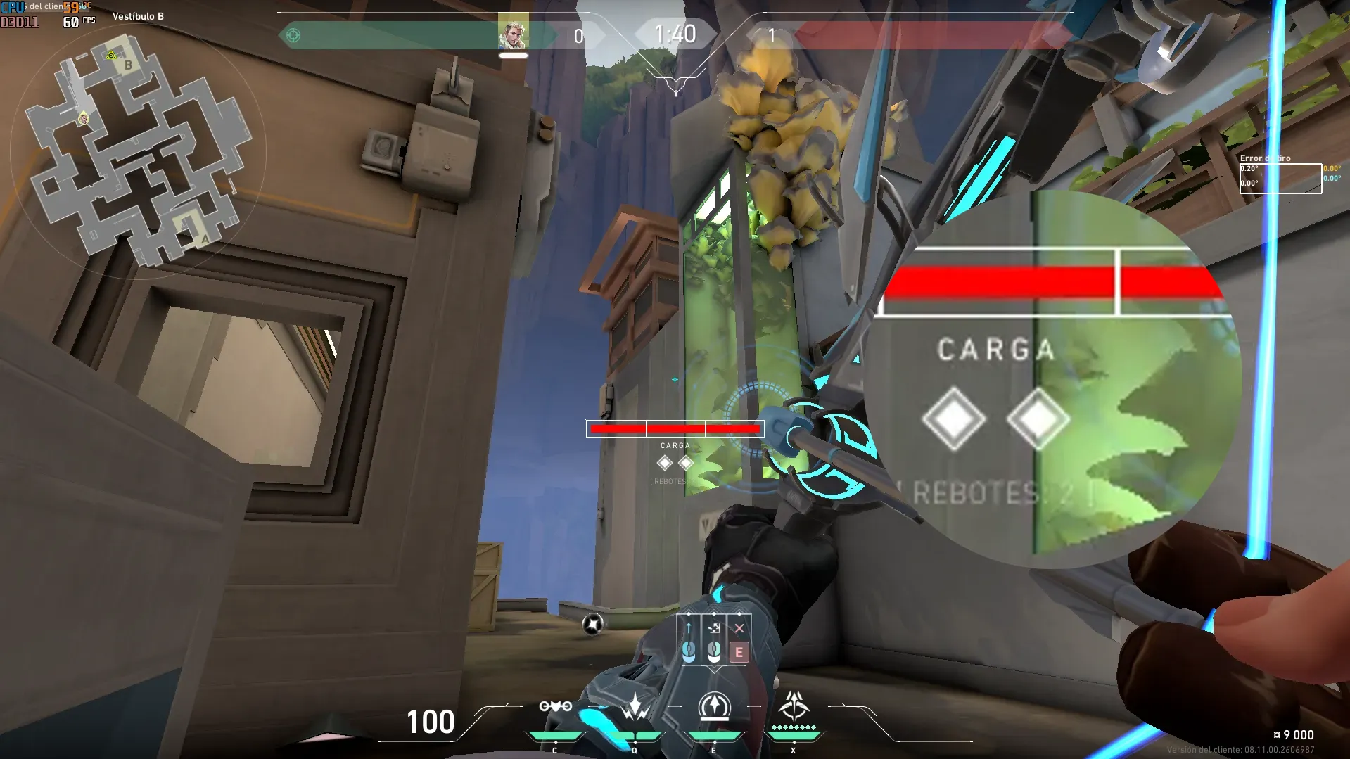 Sova Recon Bolt on Abyss Attack Site B — step 2 of 3: Aim — line up the shot