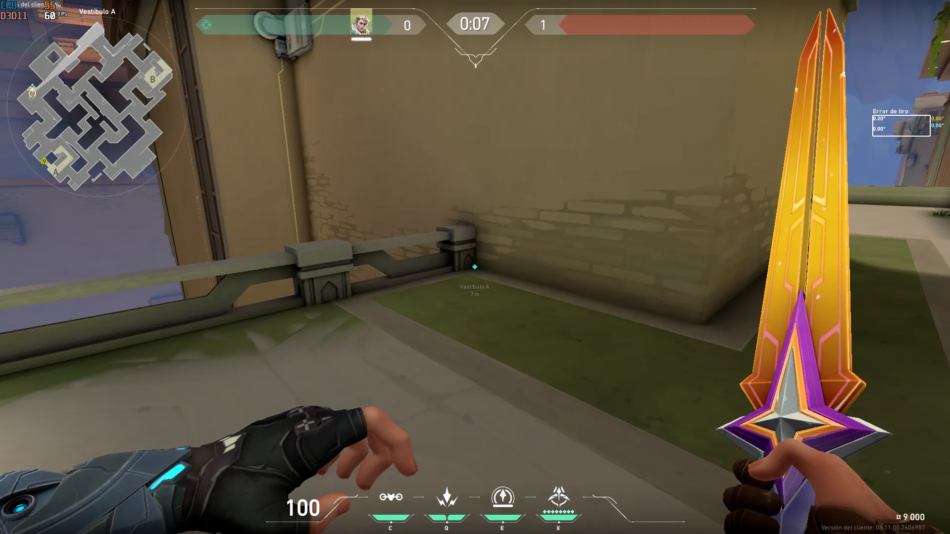 Sova Recon Bolt on Abyss Attack Site A — step 1 of 3: Position — where to stand