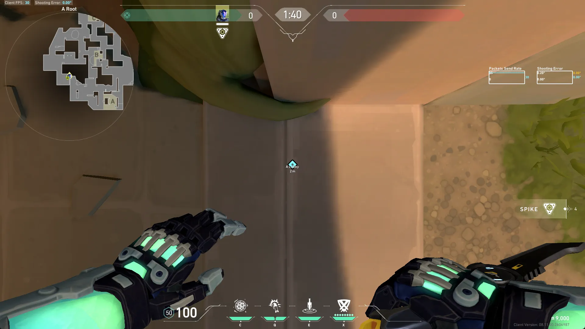 KAY/O Zero_Point on Lotus Attack Site A — step 2 of 4: Aim — line up the shot