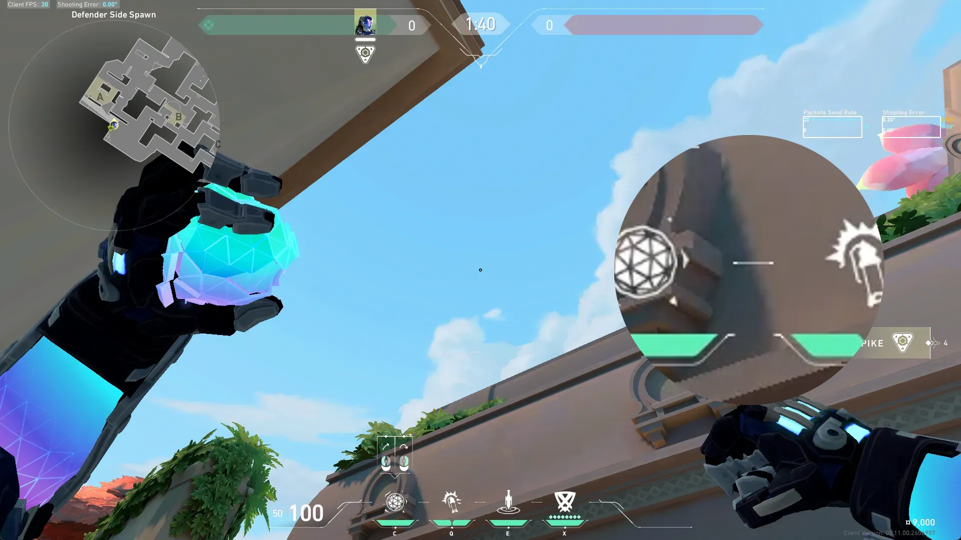 KAY/O Frag_Ment on Lotus Defense Site A — step 2 of 3: Aim — line up the shot