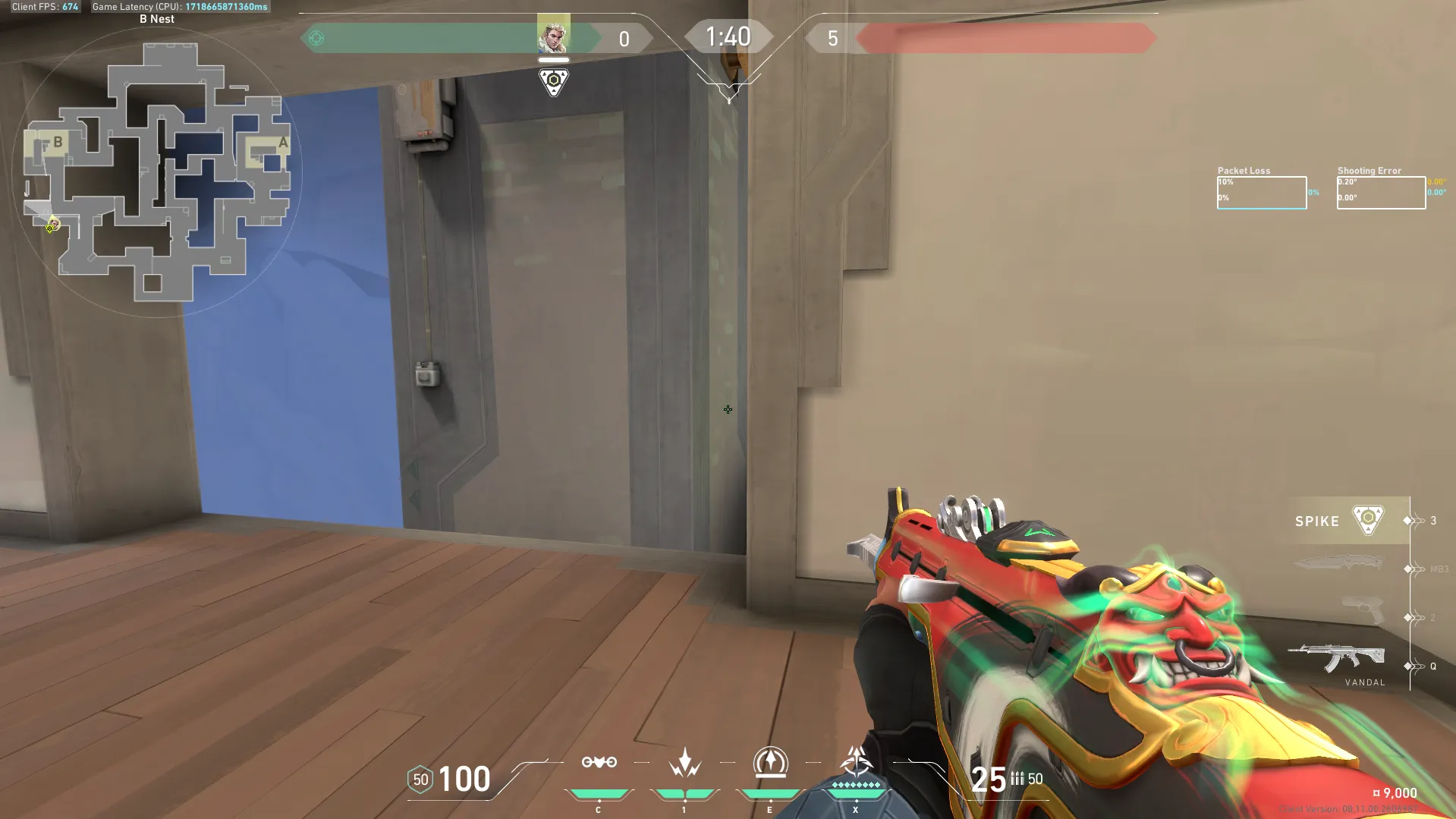 Sova Recon Bolt on Abyss Attack Site B — step 2 of 5: Aim — line up the shot